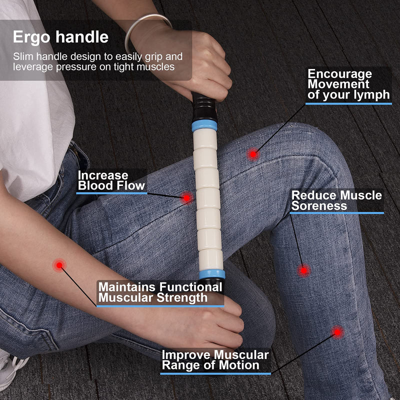 [Australia - AusPower] - Premium Muscle Roller The Ultimate Massage Roller Stick 17 Inches Recommended by Physical Therapists Promotes Recovery Fast Relief for Cramps Soreness Tight Muscles-White 