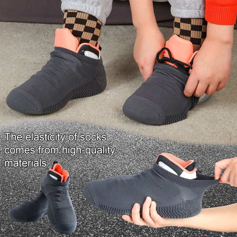 [Australia - AusPower] - 4 Pairs Over Sneaker Dance Shoe Socks Dance Shoe Covers Ballroom Dancing Socks Black, Grey 