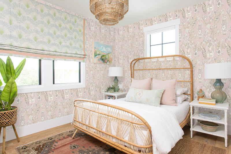 [Australia - AusPower] - Feisoon Pink Wallpaper Brown Bird Contact Paper Flower Peel and Stick Wallpaper Self Adhesive Wallpaper Birdcage Wallpaper Waterproof Removable Wallpaper for Cabinet Bedroom Laundry Decor 16.14â€x78.7 16.14"x78.7" 