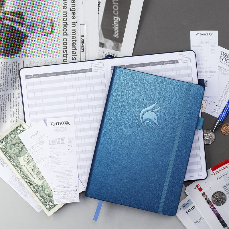 [Australia - AusPower] - Clever Fox Check Register – Deluxe Checkbook Log with Check & Transaction Registers, Bank Account Register Booklets for Personal and Work Use, A5 Hardcover - Mystic Blue A5 (5.8'' x 8.3'') 