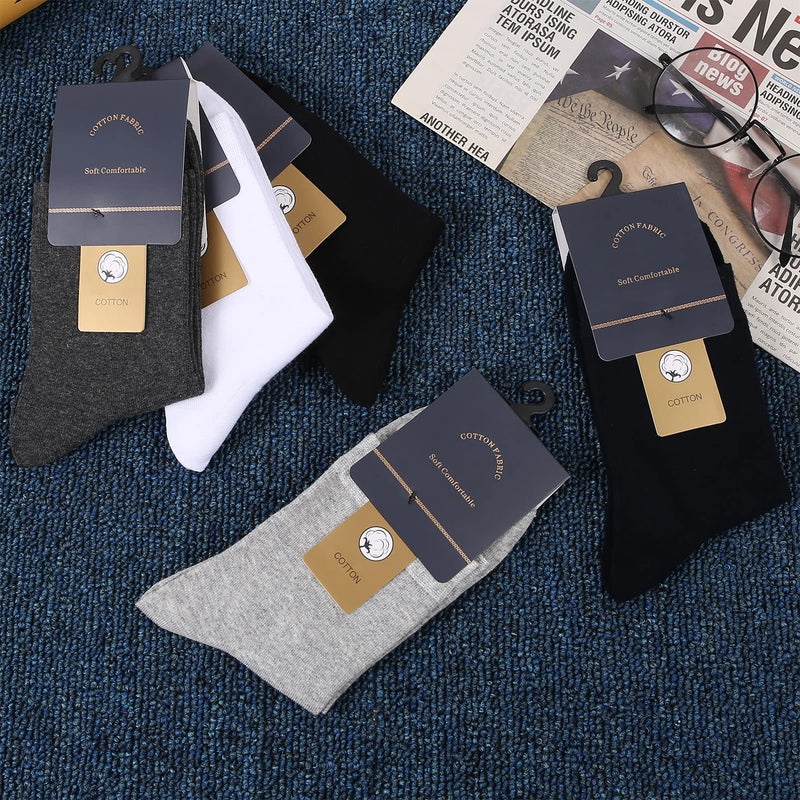 [Australia - AusPower] - YOSENDE Mens Socks 5 Pairs Cotton Classic Business Soft Comfortable Black 5 Pairs 6.5-11 