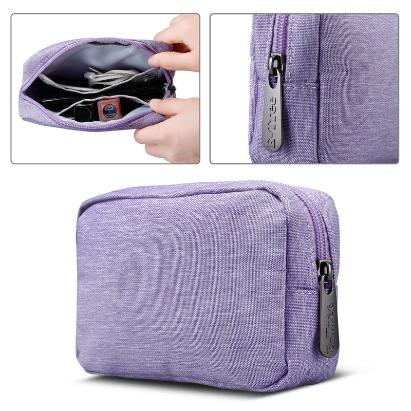 [Australia - AusPower] - E-Tree 7 inch Canvas Zippered Small Bag, Mini Travel Makeup Carrying Case, Cosmetic Bag, Portable Electronics Accessories Organizer, Tiny Coin Purse Wallet, Little Pouch for Little Items, Purple 6" X 1.8" X 4" 