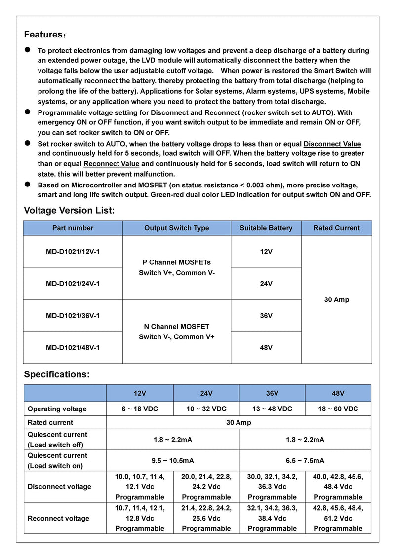 [Australia - AusPower] - CZH-LABS LVD Low Voltage Disconnect Module. (12V / 30Amp) 12V / 30Amp 