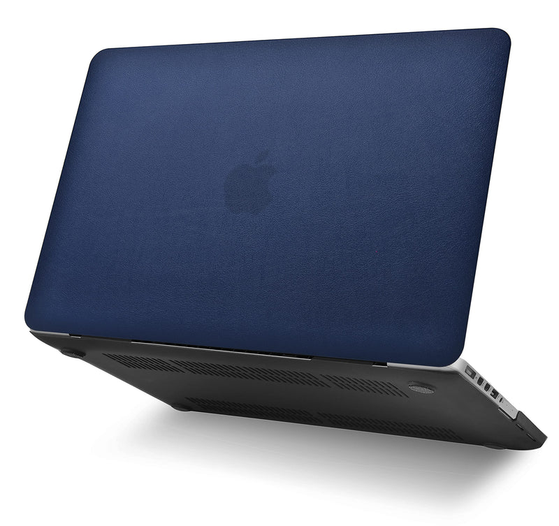 [Australia - AusPower] - KECC Compatible with MacBook Pro 15 inch Case Cover 2016-2019 Release A1990 A1707 with Touch Bar Protective Italian Leather Hard Shell(Navy Blue Leather) A1990/A1707 Mac Pro 15" 2019/18/17/16 Navy Blue Leather 