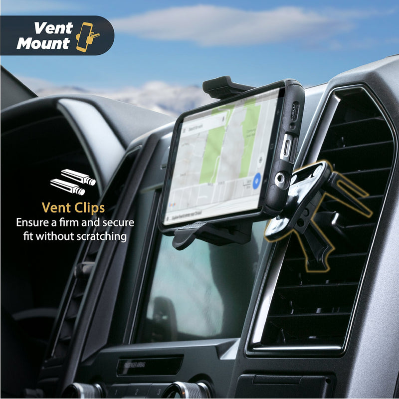 [Australia - AusPower] - SCOSCHE HDVM 3-in-1 Universal Smartphone/GPS Vent or Suction Cup Mount for the Car, Home or Office , Black 