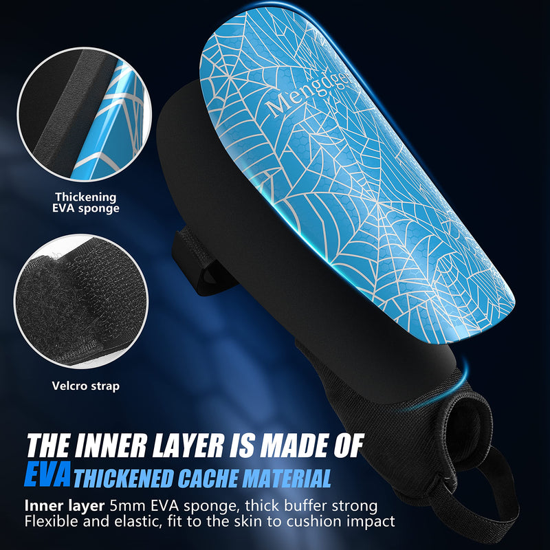 [Australia - AusPower] - Shin Guards Soccer Youth Kids with Ankle Support Boys Girls Toddler Shin Pads Sleeves EVA Cushion Protection Reduce Shocks Injurie Calf Protective Gear for 4 5 6 7 8 9 10 11 12 Years Old Medium Blue 
