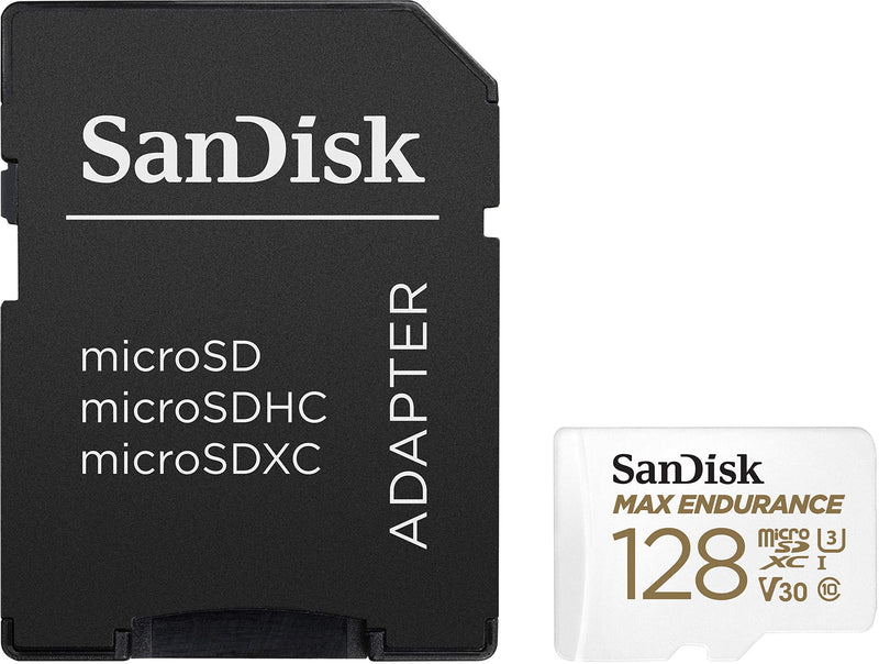 [Australia - AusPower] - SanDisk 128GB MAX Endurance microSDXC Card with Adapter for Home Security Cameras and Dash cams - C10, U3, V30, 4K UHD, Micro SD Card - SDSQQVR-128G-GN6IA 