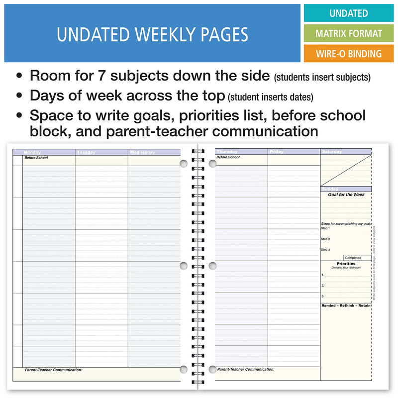 [Australia - AusPower] - Student Academic Organizer 8 1/2 x 11" Weekly View (AOTAP-Undated) 