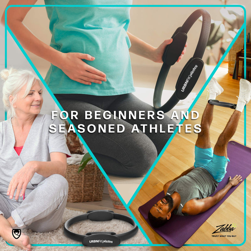 [Australia - AusPower] - URBNFit Pilates Ring - 12" Magic Circle w/Dual Grip, Foam Pads for Inner Thigh Workout, Toning, Fitness & Pelvic Floor Exercise - Yoga Rings w/Bonus Exercise Guide Teal 12 Inch 