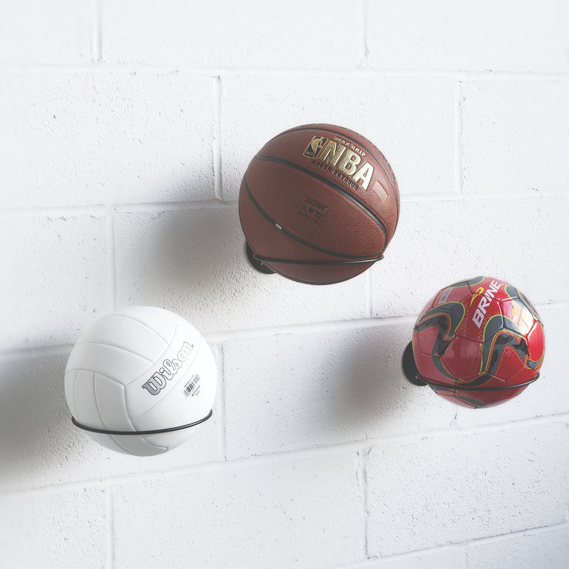 [Australia - AusPower] - Wallniture Sporta Wall Mounted Ball Storage Sports Ball Holder Rack Display Storage Steel (Black) 