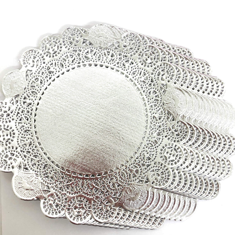 [Australia - AusPower] - PEPPERLONELY 50 PC Silver Classic Metallic Doilies, 6 Inch 2#. 6" Silver 