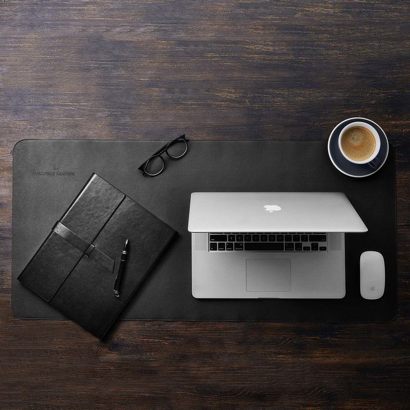 [Australia - AusPower] - Gallaway Leather Desk Pad – 36 x 17 inch - Desk Mat Home Office Desk Accessories Desktop Protector XXL Mouse Pad Writing Desk Blotter (Black) 