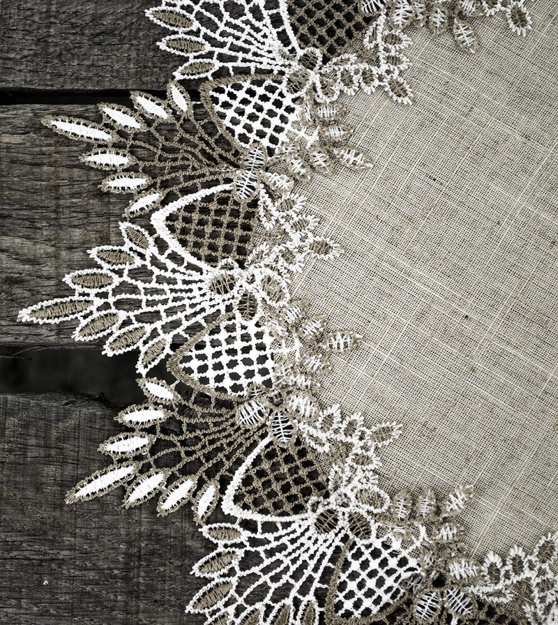 [Australia - AusPower] - Lace Doily 15 inches Neutral Earth Tones Table Topper Scarf Place Mat Round Doily 