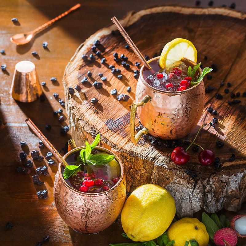 [Australia - AusPower] - Moscow Mule Copper Mugs - Set of 2 - 100% HANDCRAFTED Pure Solid Copper Mugs - 16 Oz, Gift Set With Cocktail Copper Straws, Copper Shot Glass & Copper Stirrer by Copper-Bar 