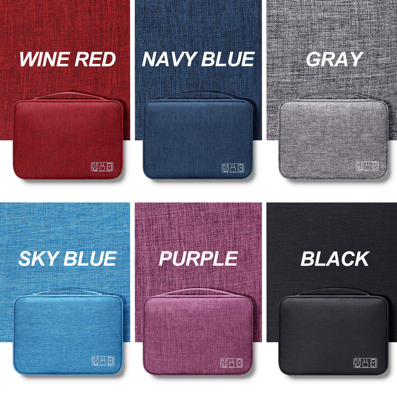 [Australia - AusPower] - Electronic Bag Travel Cable Accessories Bag Waterproof Double Layer Electronics Organizer Portable Storage Case for Cable, Cord, Charger, Phone, Adapter, Power Bank, Kindle, Hard Drives Sky Blue 