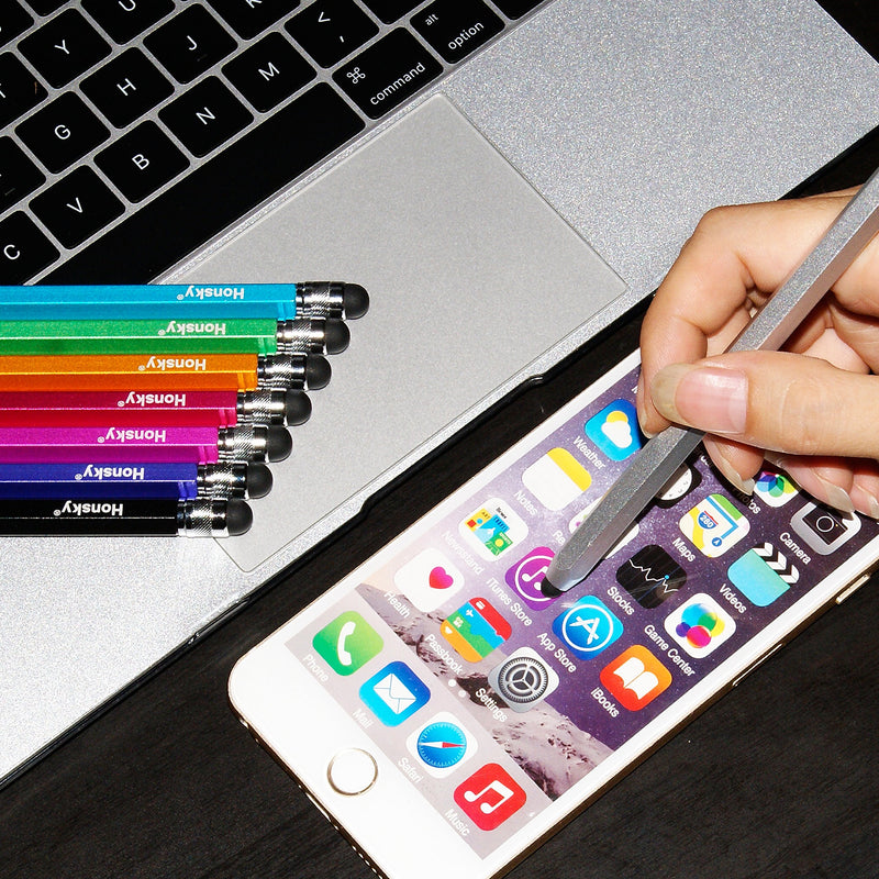 [Australia - AusPower] - Honsky Cell Phone Stylus, Tablet Stylus for Touch Screens: Universal Slim Long Metal Pencil-Like Stylist Pens, Tablet Pen, Touchscreen Stylus Pen - Blue, Hot Pink, Green - Six Sided, 3 Packs Blue,Hot Pink,Green 