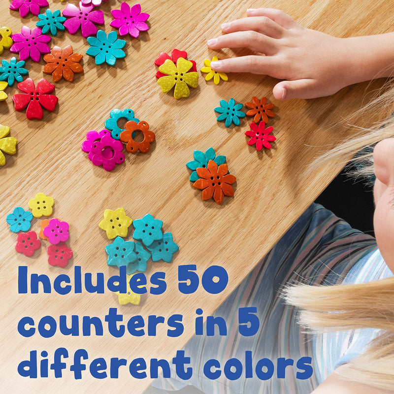 [Australia - AusPower] - READY 2 LEARN Coconut Flowers - Set of 50 - 6 Shapes - 5 Colors - Natural, Hand Made Counters for Kids - Use for Crafts and Jewlry Making 