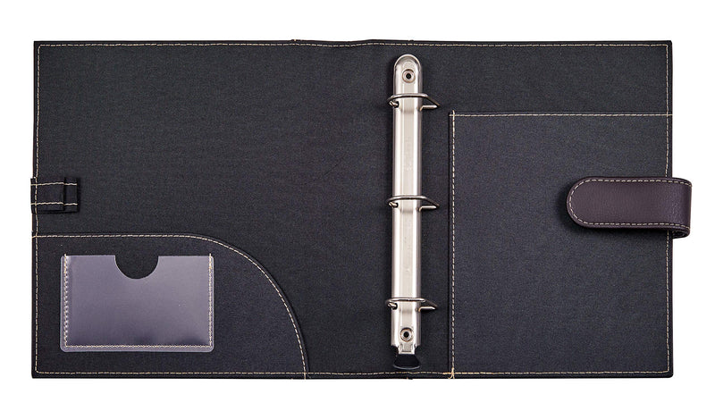 [Australia - AusPower] - "It's Academic Mini Executive Leather Portfolio Folder, 1"" Ring Binder and 250-Sheet Capacity, Note Pads, and 5.5"" x 8.5"" Documents, 2 Pen Loops, Dark Brown Faux Leather" (98295) 