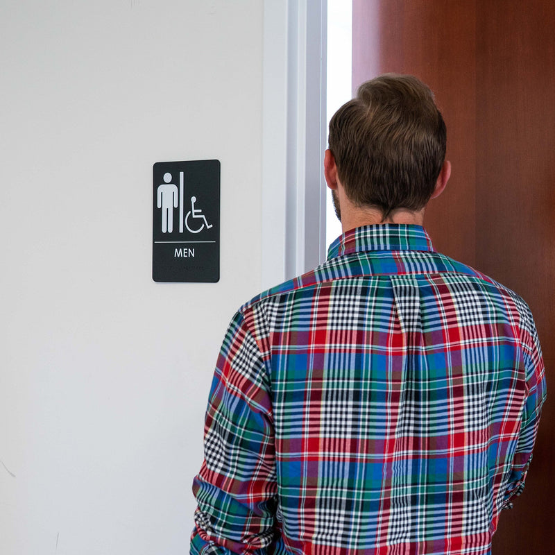 [Australia - AusPower] - Rock Ridge Men/Women Restroom Sign with Wheelchair Black/White - ADA Compliant (Bundle of 2 Signs) 