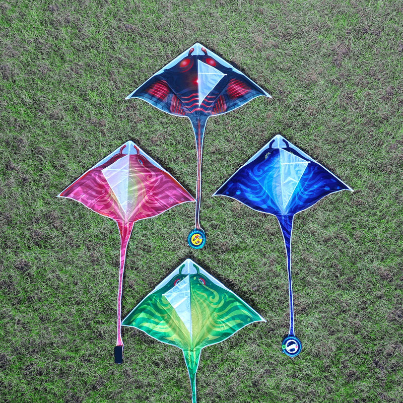 [Australia - AusPower] - Mint's Colorful Life Devil Fish Kite for Kids Adults，Easy to Fly Delta Kite Single Line Large, Kite Handle Include 