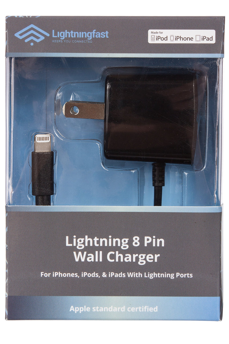 [Australia - AusPower] - Apple Certified iPhone Lightning Charger - Wall Plug - for iPhone 13 Pro Max Mini 12 11 XS X XR XS SE 8 Plus 7 6S 6 5S 5 5C - Pins Fold - 2.1a Rapid Power - Travel Ready - Black Black 3 ft Cable 