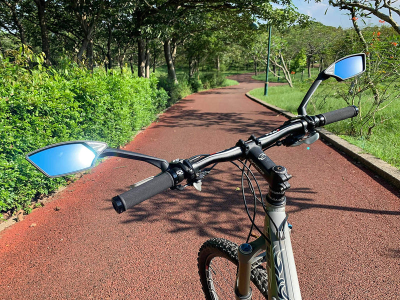 [Australia - AusPower] - MEACHOW New Scratch Resistant Glass Lens,Handlebar Bike Mirror, Rotatable Safe Rearview Mirror, Bicycle Mirror, (Blue Left Side) ME-006LB 