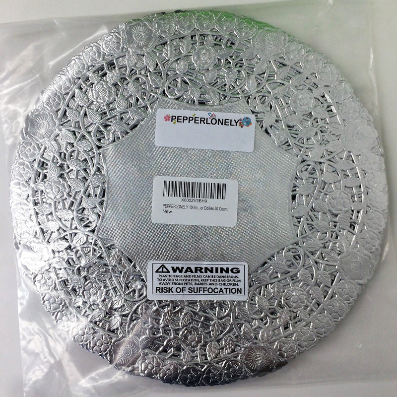 [Australia - AusPower] - PEPPERLONELY 10 Inch Silver Round Lancaster Paper Doilies 50 Count 