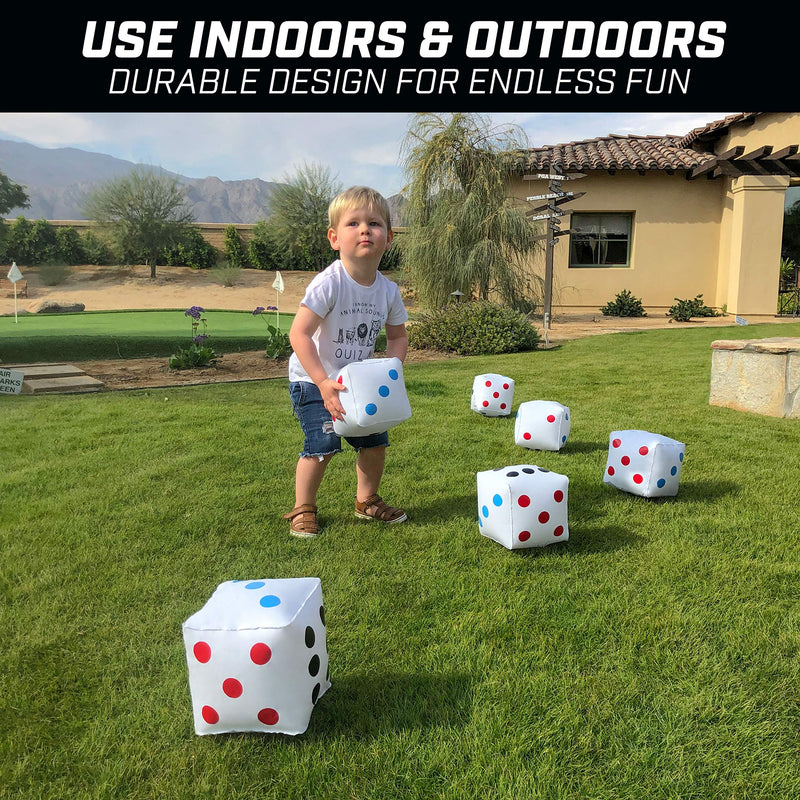 [Australia - AusPower] - GoSports Giant 6" Inflatable Dice 6 Pack with Tote Bag and Dry Erase Scoreboard for Rollzee and Farkle Games - 6" Jumbo Size 