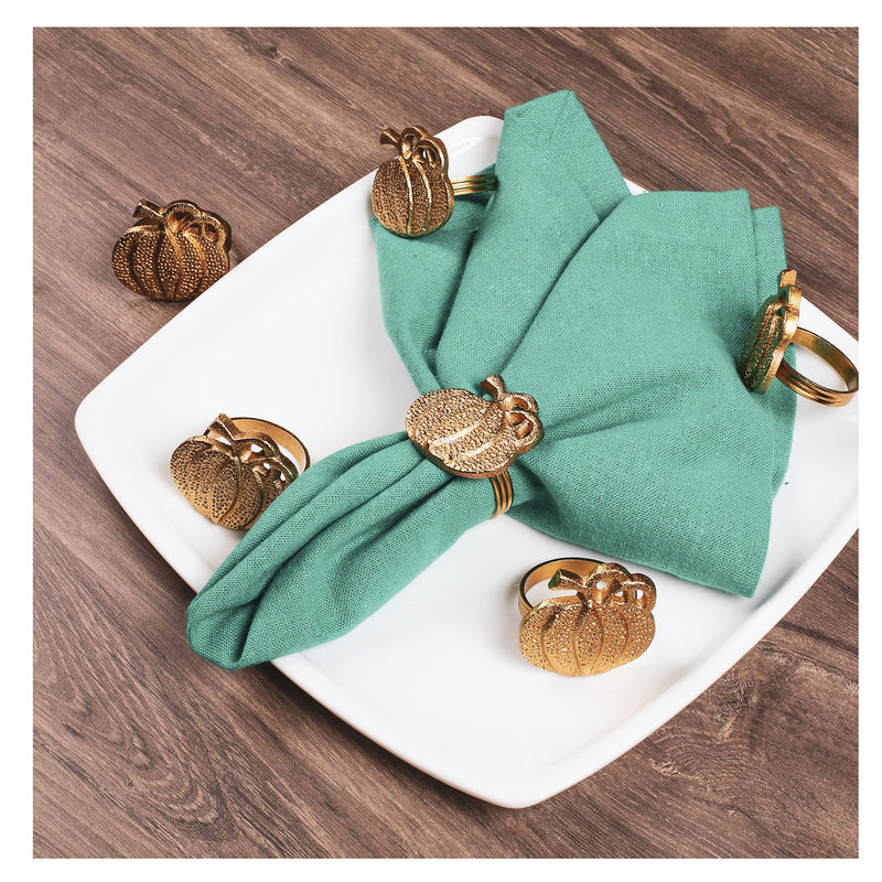 [Australia - AusPower] - Napkin Rings Set of 12, Pumpkin Napkin Holders, Metal Napkin Rings Bulk for Party Decoration, Dinning Table, Everyday, Family Gatherings - A Great Tabletop Décor - Antique Gold Tan Gold 12- Pack 