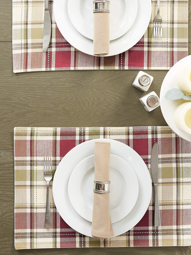 [Australia - AusPower] - DII Fall Basics Collection 100% Cotton, Machine Washable, Tabletop, Placemat Set, 13x19, Homespun Plaid, 4 Piece Placemat Set, 13x19" 
