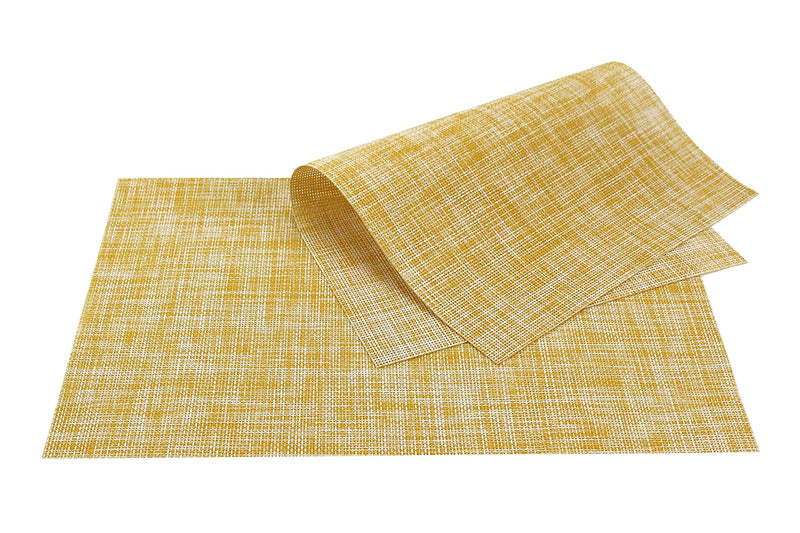 [Australia - AusPower] - GEFEII PVC Woven Vinyl Non-Slip Heat-Resistant Yellow Placemats Kitchen Environmental Table Place Mats Pad Cushion Mustard Yellow Placemats for Dining Table(Yellow, 4) 