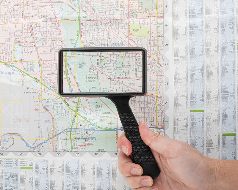 [Australia - AusPower] - Jumbo Rectangular Handheld Magnifying Glass (3X Magnification) – Scratch Resistant Glass Lens - Large Horizontal Viewing Area 