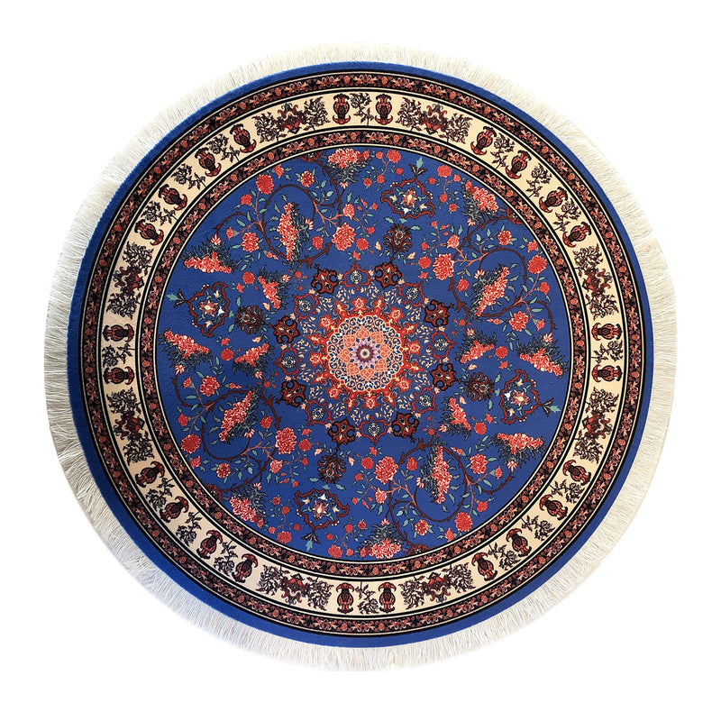 [Australia - AusPower] - Inusitus Oriental Rug Place Mats – Set of 2 Round Table Mats with Fringes - Miniature Carpet Design Table Setting placemats - Stunning Dining Table Décor for Home, Kitchen & Bars (Round) 