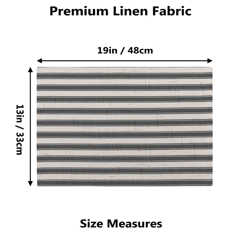 [Australia - AusPower] - Home Brilliant Cloth Placemats Set of 6 Heat Resistant Place Mats for Dining Table Farmhouse Washable Placemats for Parties Buffet Dinner, 13 x 19 inches, Stripes, Black and White 13" x 19", Stripes 