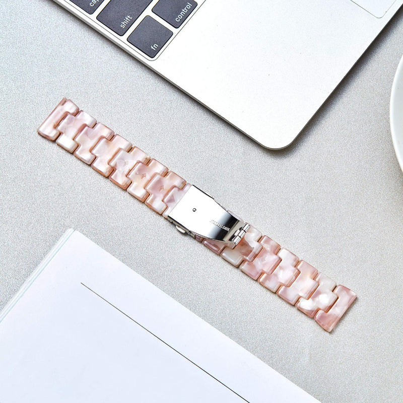 [Australia - AusPower] - Resin Smart Watch Bands Replacement Fashion Casual Smartwatch Bands for Men Women 14 Colors Adjustable Quick Release Watch Straps Lightweight Skin-Friendly Watch Bracelets 18mm 20mm 22mm Pearl Pink 