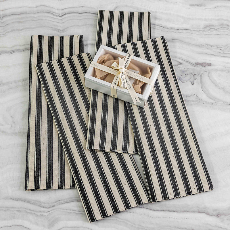 [Australia - AusPower] - Home Brilliant Cloth Placemats Set of 6 Heat Resistant Place Mats for Dining Table Farmhouse Washable Placemats for Parties Buffet Dinner, 13 x 19 inches, Stripes, Black and White 13" x 19", Stripes 