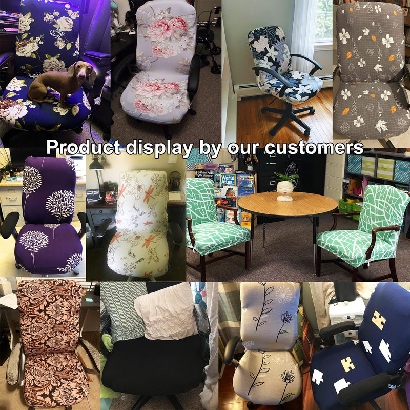 [Australia - AusPower] - WOMACO Printed Office Chair Covers, Stretch Computer Chair Cover Universal Boss Chair Covers Modern Simplism Style High Back Chair Slipcover - Peony, Large 
