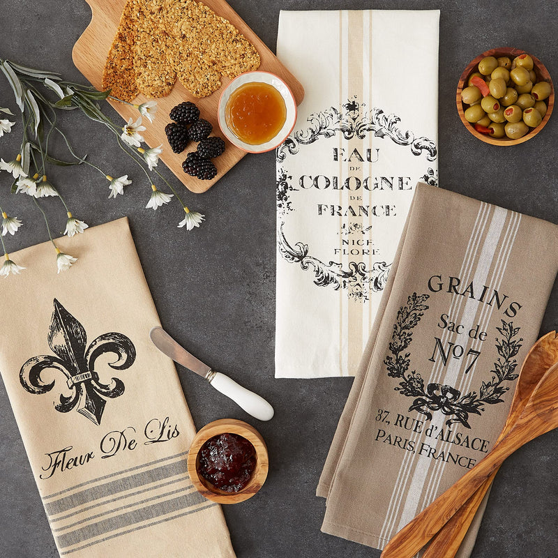 [Australia - AusPower] - DII French Style Tabletop Kitchen Collection, Dishtowel Set, 18x28, Assorted French Stripe, 3 Piece Dishtowel Set, 18x28" 