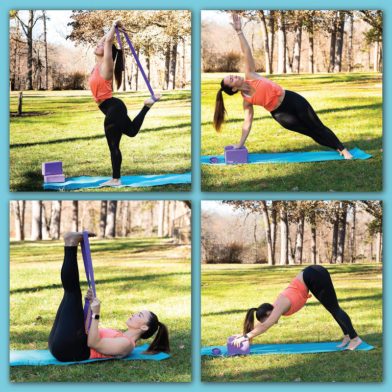 [Australia - AusPower] - Solofit Yoga Blocks (2) with 6ft Yoga Strap – High Density EVA Foam Blocks for Stretching, Balance, Pilates, Dancers, Flexibility – Improve Strength, Aid Flexibility & Support Deepen Poses 