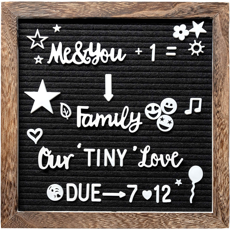 [Australia - AusPower] - Felt Letter Board Letters Numbers 10x10 Inch - First Day of School Board, Message Board Classroom Decor, Announcement Board Letters, Rustic Home Decor Sign Board Changeable Letters, Letterboard Black Felt Brown Frame 