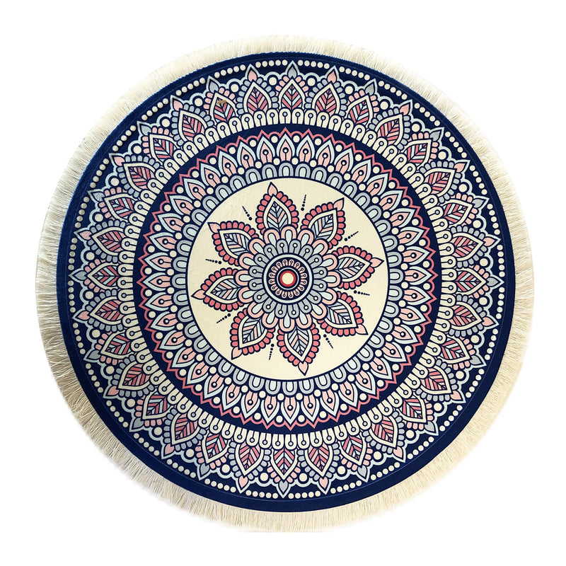 [Australia - AusPower] - Inusitus Oriental Rug Place Mats – Set of 2 Round Table Mats with Fringes - Miniature Carpet Design Table Setting placemats - Stunning Dining Table Décor for Home, Kitchen & Bars (Round) 