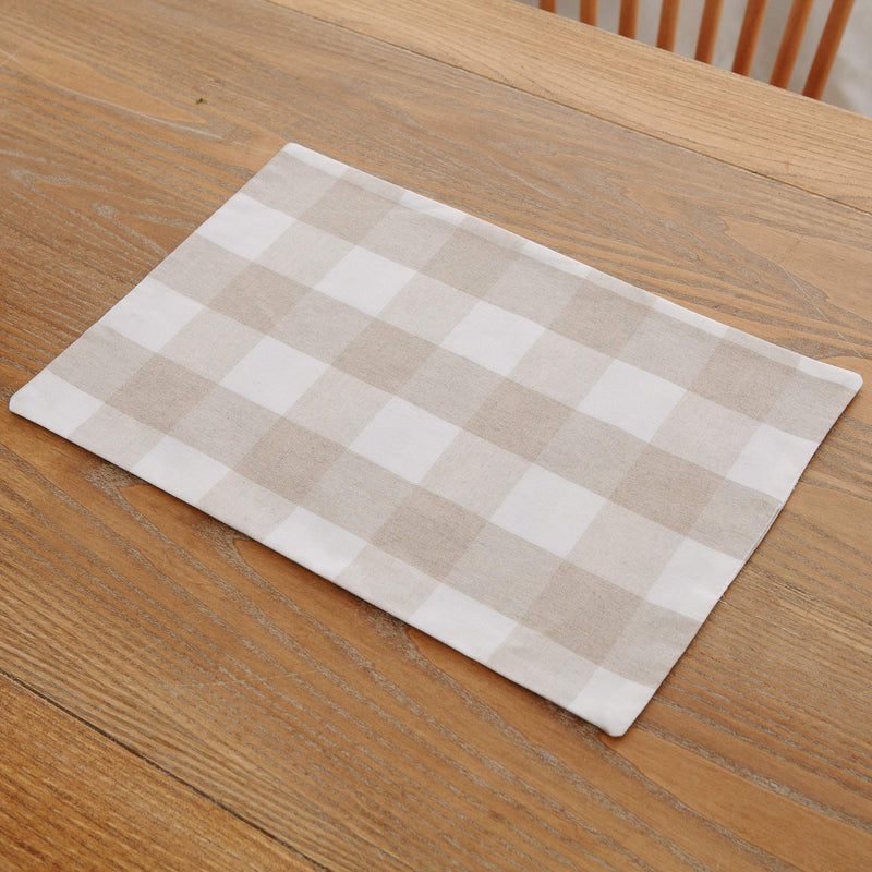 [Australia - AusPower] - Beige & White 2 Side Cotton Buffalo Check Farmhouse Placemats Set of 4 Heat Resistant Dining Table Place Mats for Kitchen Table, 12 x 18 inches Plaids Beige&white Rectangular Placemats 12" x 18" 