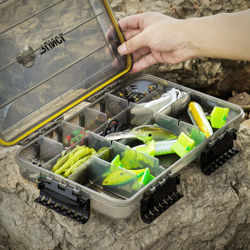 [Australia - AusPower] - RUNCL Fishing Tackle Box, Waterproof Airtight Stowaway, 3600/3700 Tray Tackle Box with Adjustable Dividers, Sun Protection, Thicker Frame, Fishing Storage Lure Box for Freshwater Saltwater Waterproof Box 1 Pack (Size: 10.65"x7.1"x1.89") 