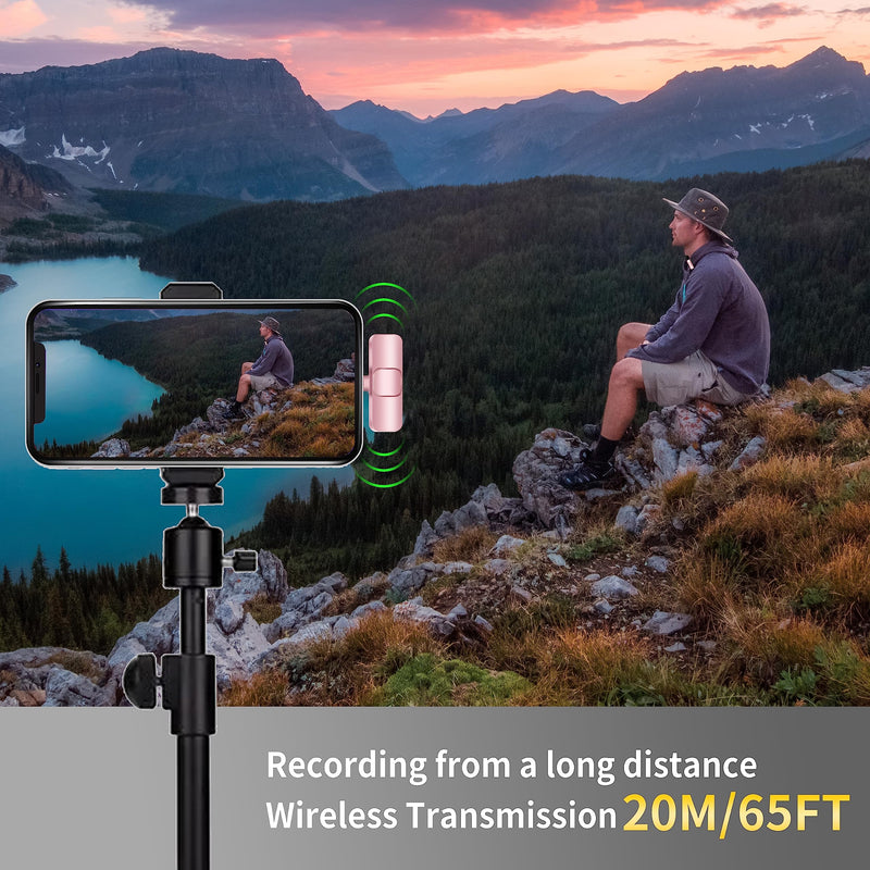 [Australia - AusPower] - LAGIZOEC Pink Wireless Lavalier Microphone for iPhone iPad, Cordless Omnidirectional Condenser Recording Microphones, Professional Plug-Play Mini Mic for Interview Video Podcast Vlog YouTube 