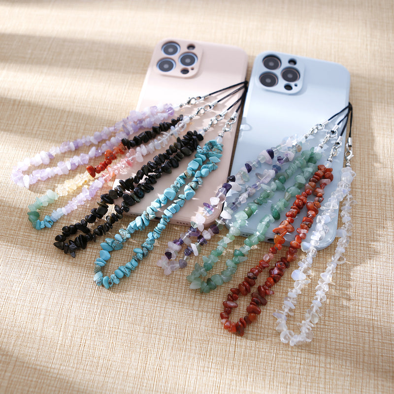 [Australia - AusPower] - Phone Charms Strap Keychain with Hook Aesthetic - Beaded Phone Chain Strap - Phone Lanyard String Accessories Amber 