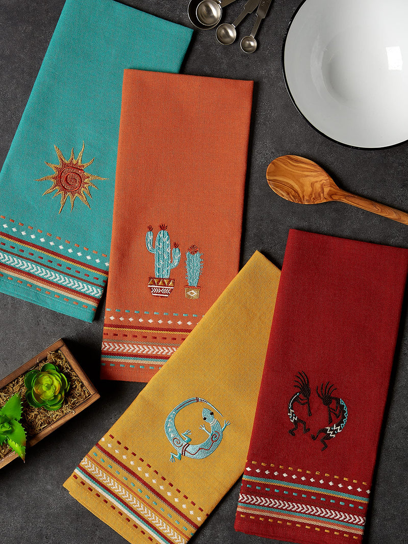 [Australia - AusPower] - DII Tabletop Collection, Southwest Hacienda Stripe, Dishtowel Set, 18x28, Assorted, 4 Piece 