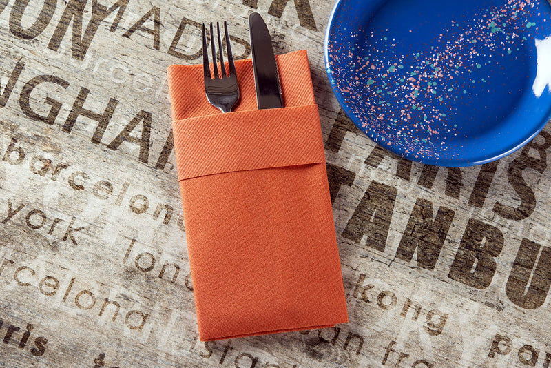 [Australia - AusPower] - Terracotta Dinner Napkins Cloth Like with Built-in Flatware Pocket, Linen-Feel Absorbent Disposable Paper Hand Napkins for Kitchen, Bathroom, Parties, Weddings, Dinners or Events, 1/8 Fold, Pack of 50 Terracotta 
