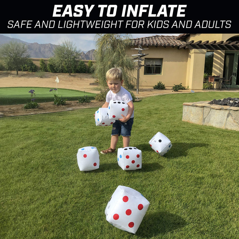 [Australia - AusPower] - GoSports Giant 6" Inflatable Dice 6 Pack with Tote Bag and Dry Erase Scoreboard for Rollzee and Farkle Games - 6" Jumbo Size 