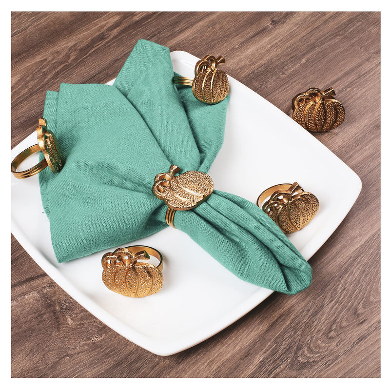 [Australia - AusPower] - Napkin Rings Set of 12, Pumpkin Napkin Holders, Metal Napkin Rings Bulk for Party Decoration, Dinning Table, Everyday, Family Gatherings - A Great Tabletop Décor - Antique Gold Tan Gold 12- Pack 
