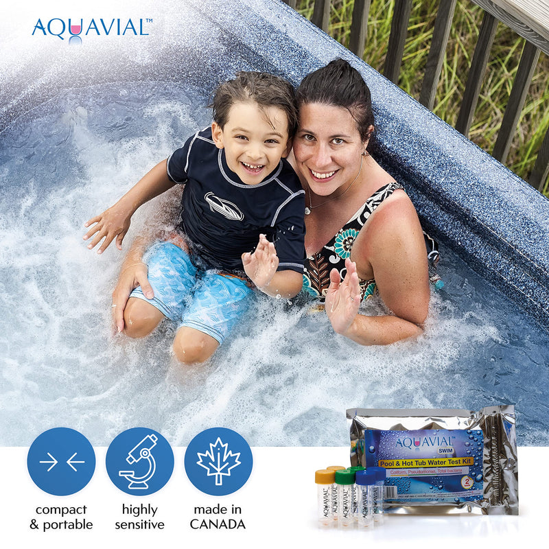 [Australia - AusPower] - AquaVial Swim Water Test Kit Detects and Identifies Pseudomonas and Coliforms | 2 Pack | Testing Kit for Swimming Pool Water Hot Tub Spa Pond | Water Tester Outdoor 